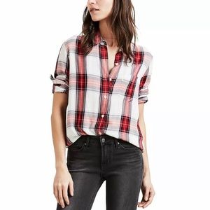 Levi’s Boyfriend Plaid Viscose Button Down Shirt
